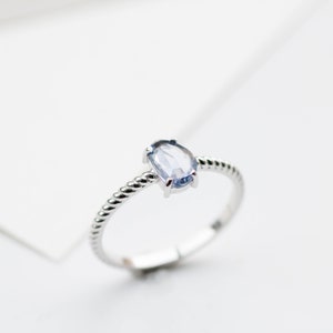 Twisted Band Sapphire Ring 14K White Gold Dainty Natural Blue Sapphire Ring for Women September Birthstone Anniversary Gift GR00052 image 5