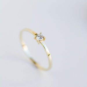 Simple Diamond Engagement Ring Solitaire 14K Solid Gold Dainty Minimalist Kyklos Jewelry GR00029 image 5