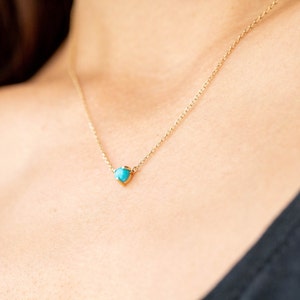 Turquoise Necklace 14K Gold Dainty Minimalist Natural Gemstone 4mm Turquoise December Birthstone Anniversary Gift for Her GN00102 image 4