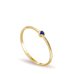 Simple Sapphire Ring 14K Gold - Natural Blue Gemstone Solitaire Ring ...