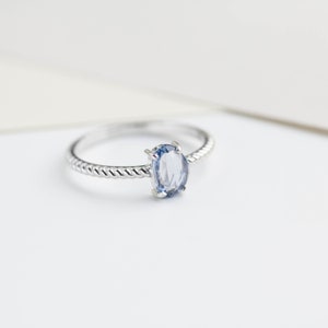 Twisted Band Sapphire Ring 14K White Gold Dainty Natural Blue Sapphire Ring for Women September Birthstone Anniversary Gift GR00052 image 7