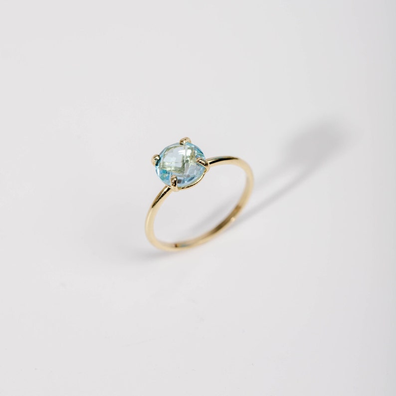 Blue Topaz Ring 14K Solid Gold for Women Prong Set December Birthstone Birthday Gift Kyklos Jewelry GR00081001 image 4