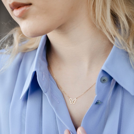 14K Gold Necklace Butterfly Gift for 