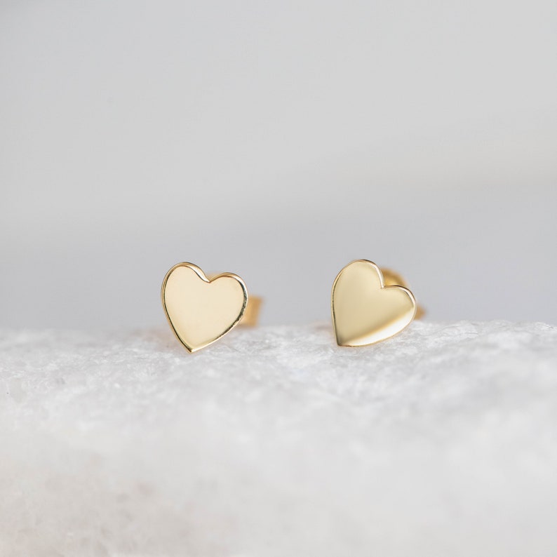 14K Solid Gold Heart Stud Earrings Tiny Gift for Her for Girls GE00034 14K Gold