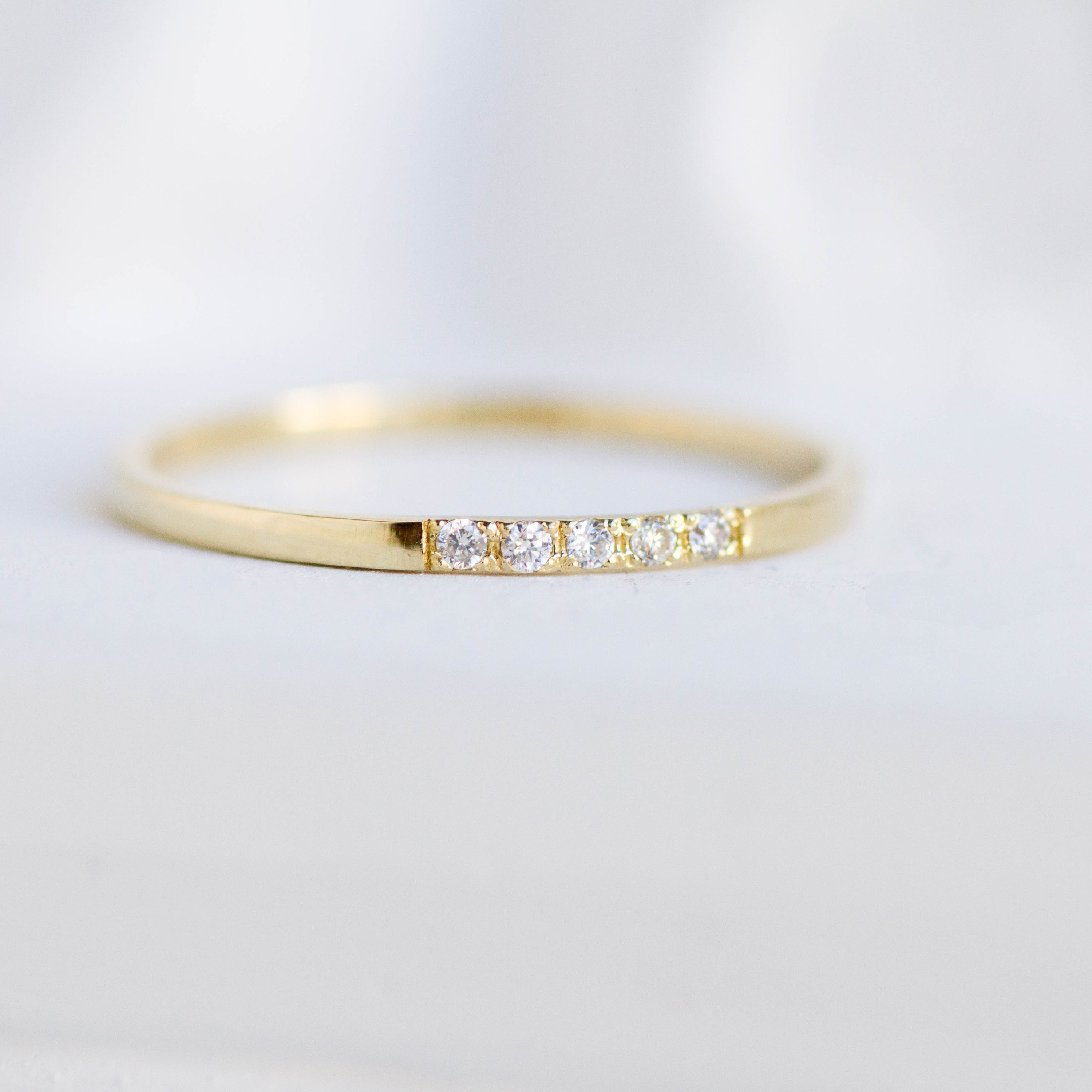 Dainty 14K Gold Diamond Wedding Band – Minimalist Stacking Ring GR00018 Dainty 14K Gold Diamond Wedding Band – Minimalist Stacking Ring GR00018