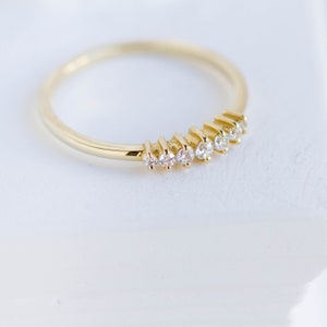 Diamond Wedding Ring 7 Diamonds Gold Band Delicate Stacking 14K Solid Gold Ring Kyklos Jewelry GR00209 image 7