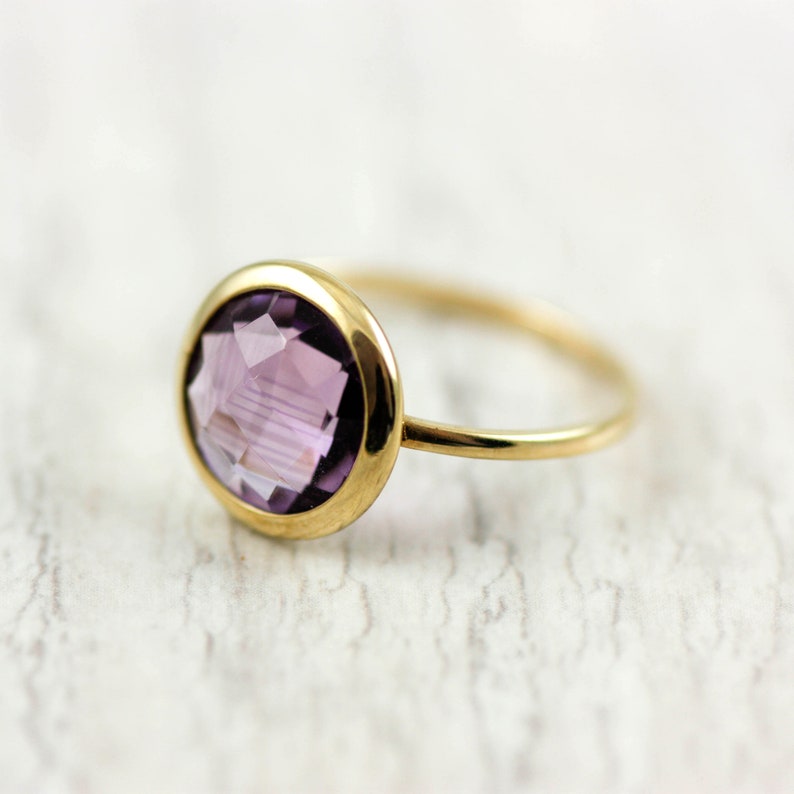 Gemstone Ring 14K Solid Gold Ring Christmas Gift GR0229 Amethyst Ring February Birthstone Ring