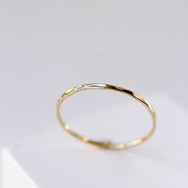 14K Minimalist Gold Ring Dainty Solid Gold Wedding Band Delicate Gold Ring Skinny Stacking Simple Kyklos Jewelry GR00038 image 7