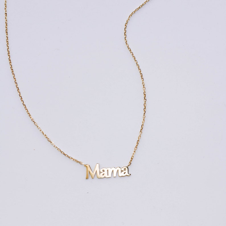 Mama Necklace 14K Solid Gold Personalized Kids Name Custom Necklace for Women Gift for Mom Mother Women GN00032 image 6