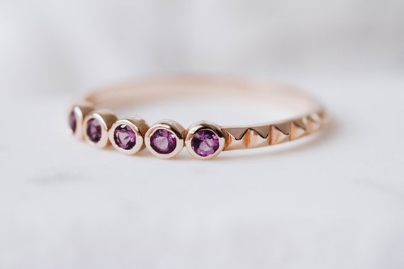 Gemstone Ring 14K Solid Gold Ring Christmas Gift GR0229 Amethyst Ring February Birthstone Ring