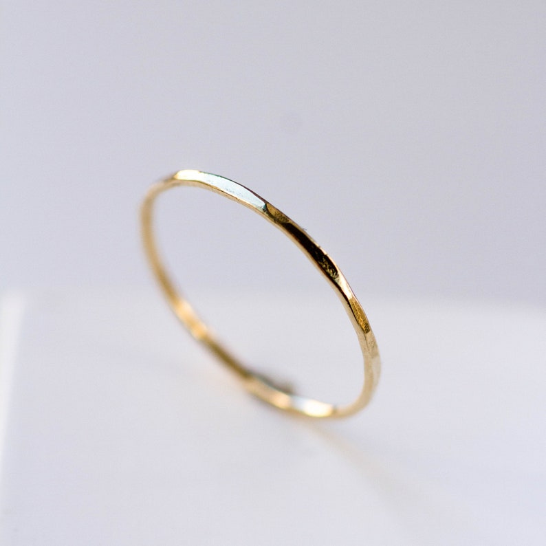 14K Minimalist Gold Ring Dainty Solid Gold Wedding Band Delicate Gold Ring Skinny Stacking Simple Kyklos Jewelry GR00038 image 6