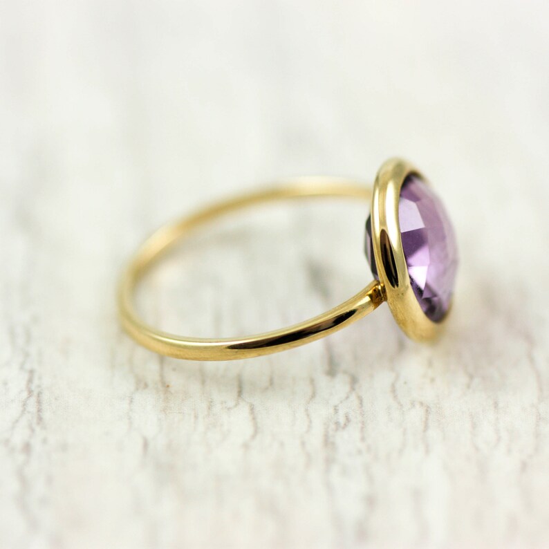 Gemstone Ring 14K Solid Gold Ring Christmas Gift GR0229 Amethyst Ring February Birthstone Ring