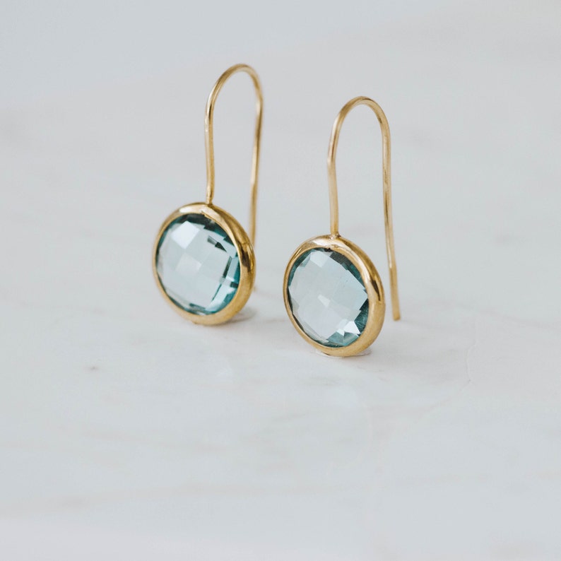 Blue Topaz Earrings 14K Solid Gold Drop December Birthstone Blue Topaz Jewelry Kyklos Jewelry Gift for Her GE00117 image 4