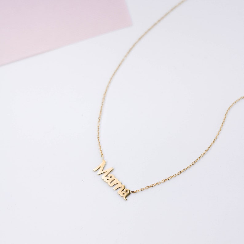 Mama Necklace 14K Solid Gold Personalized Kids Name Custom Necklace for Women Gift for Mom Mother Women GN00032 image 5