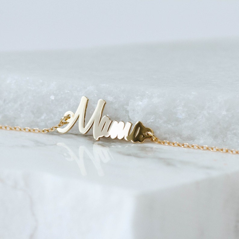 Gold Mama Bracelet 14K Gold Name Bracelet 14K New Mom Gift Etsy