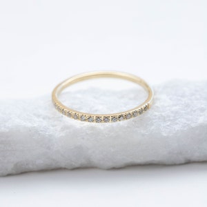 Micro Pave Eternity Diamond Wedding Ring 14K Solid Gold Stacking Band Ring GR00024 image 3
