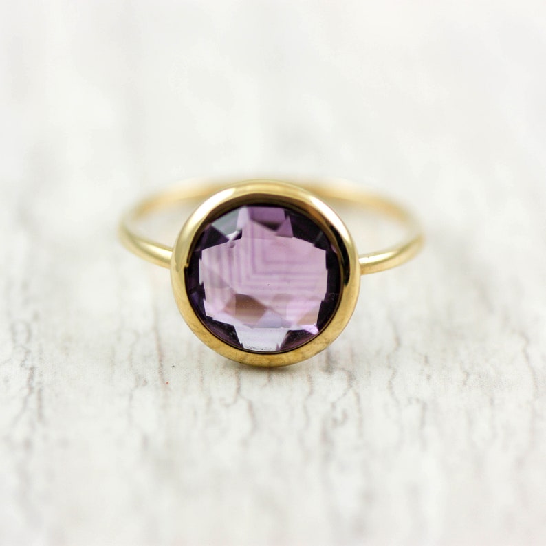 Gemstone Ring 14K Solid Gold Ring Christmas Gift GR0229 Amethyst Ring February Birthstone Ring