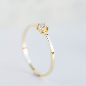 Simple Diamond Engagement Ring Solitaire 14K Solid Gold Dainty Minimalist Kyklos Jewelry GR00029 image 8