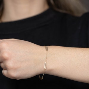 14K Solid Gold Bracelet for Women Paperclip Rectangle Delicate Chain Bracelet Gift for Girlfriend GB00056 image 4