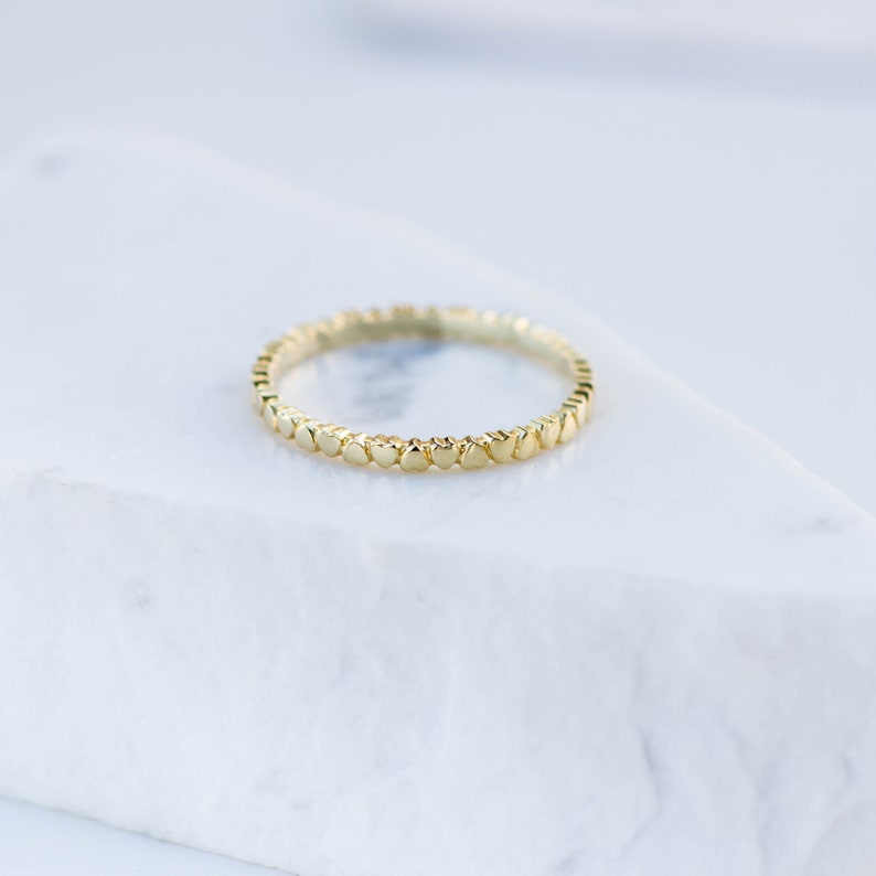 14K Gold Heart Ring Thumb Wedding Band Eternity Ring Etsy