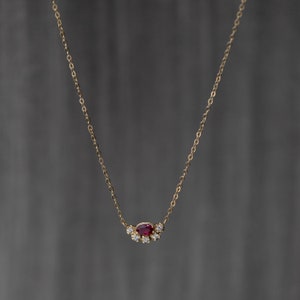 Ruby Diamond Necklace 14K Gold for Women Natural Red Gemstone Necklace Anniversary Birthday Gift GN00193-002 image 8