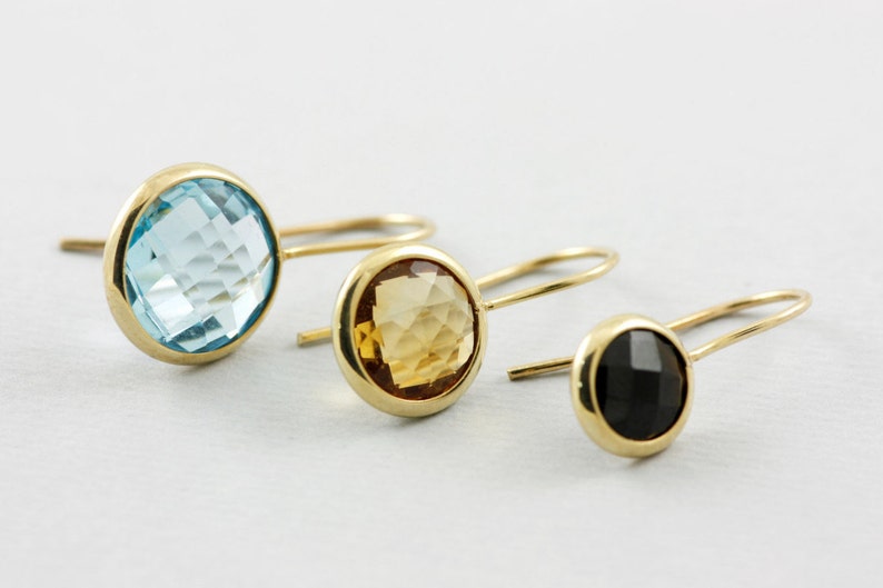 Blue Topaz Earrings 14K Solid Gold Drop December Birthstone Blue Topaz Jewelry Kyklos Jewelry Gift for Her GE00117 image 6