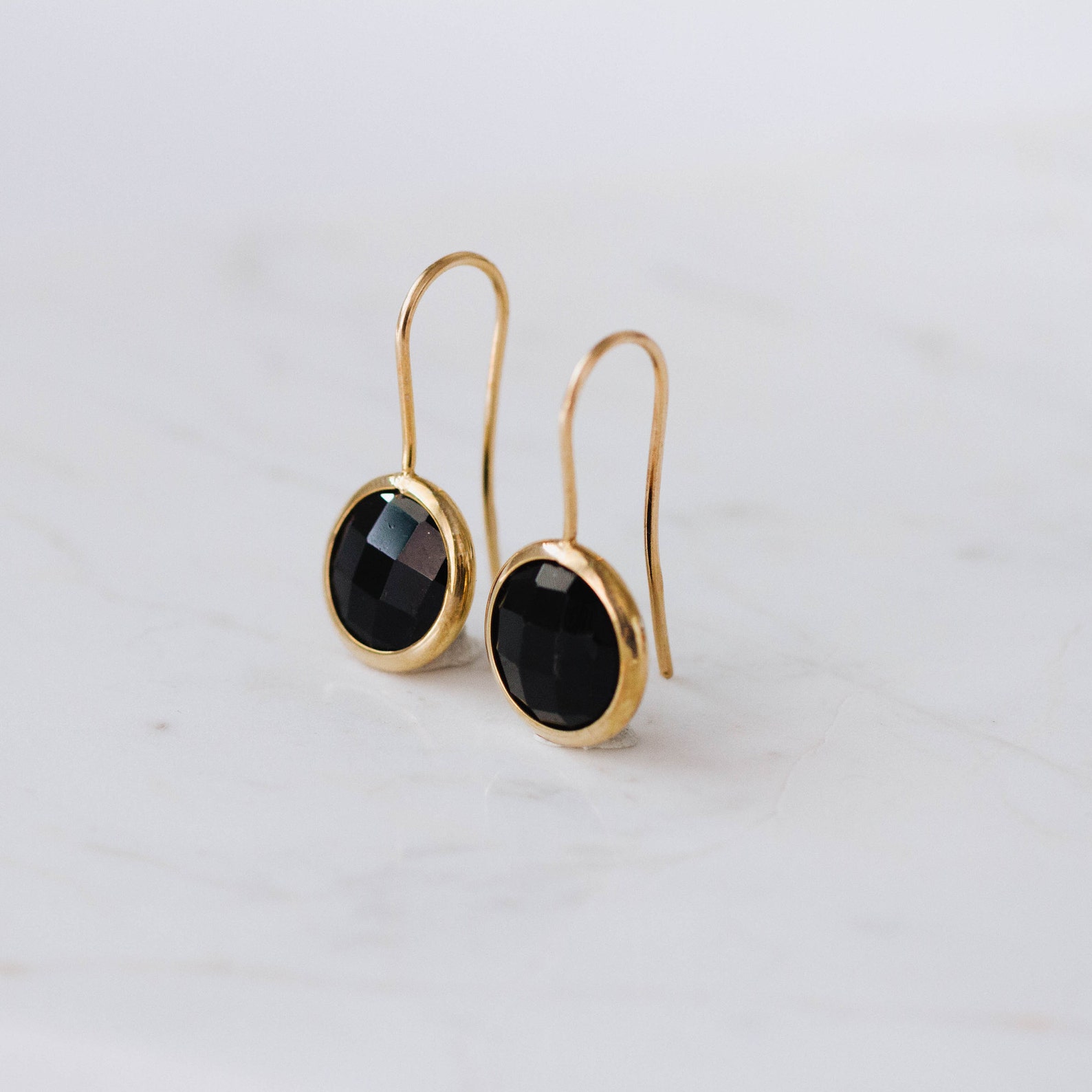 Black Onyx Earrings 14K Gold Earrings Gem Earrings Etsy