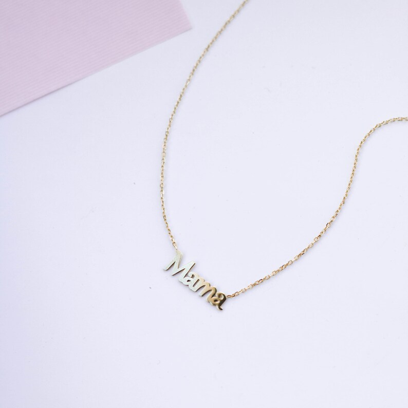 Mama Necklace 14K Solid Gold Personalized Kids Name Custom Necklace for Women Gift for Mom Mother Women GN00032 image 8
