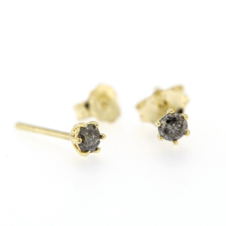 Kyklos Jewelry Gray Diamond 14K Solid Gold Stud Earrings Grey Birthday Gift for Her GE00013 image 3
