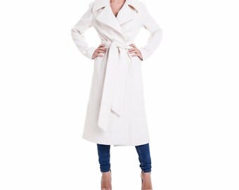 ladies long white winter coat