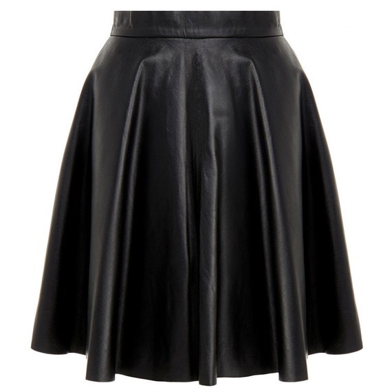 Flared hot sale leather skirt