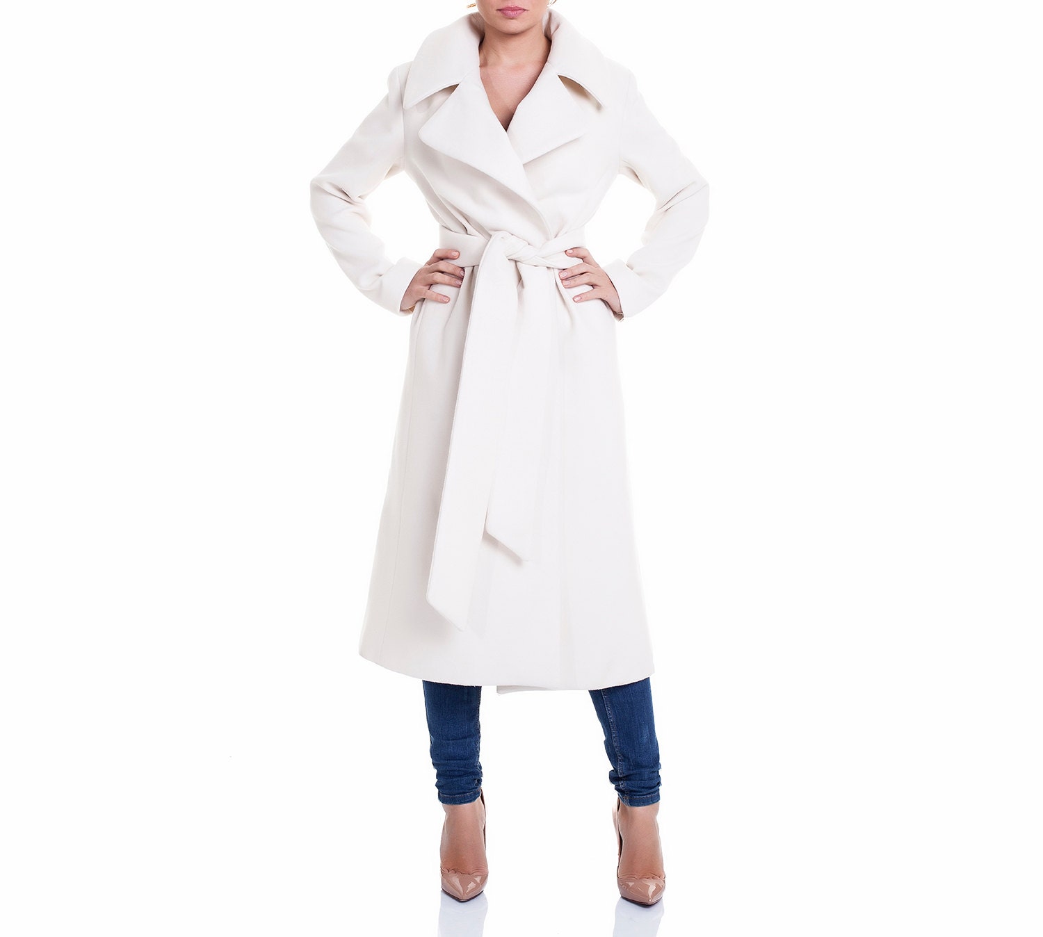 Long White Wool Coat, Fitted Wool Coat, Warm Winter Coat, Winter Wedding  Coat , Women Wool Coat, Belted Wool Coat C1742 -  Canada