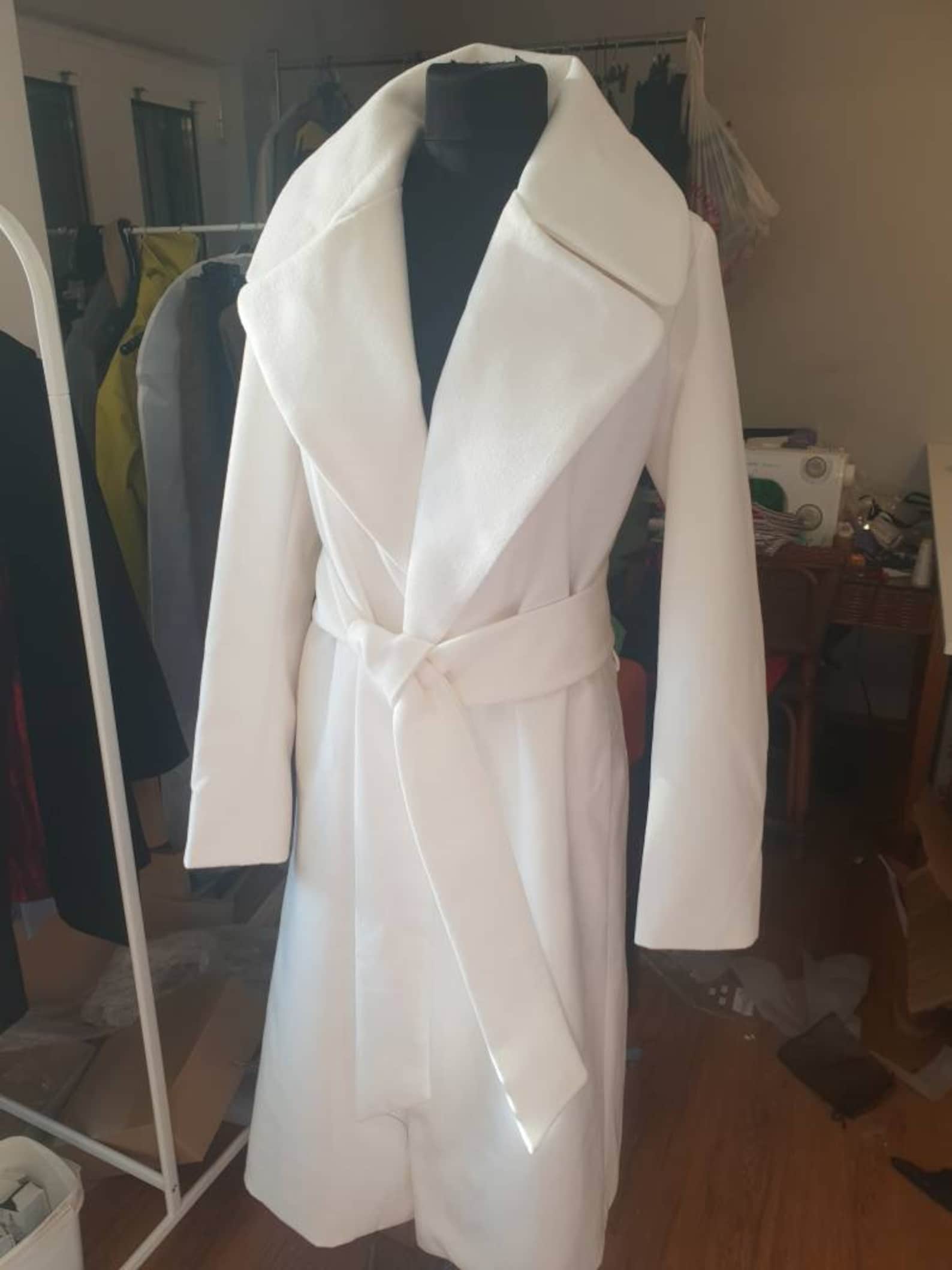 White Formal Coat Winter Wedding Long Wool Coat Oversized Etsy UK