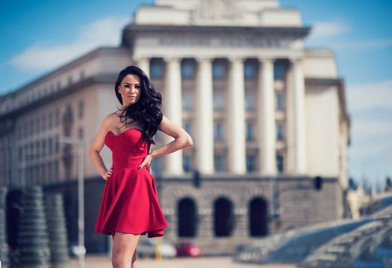 Nuevo Vestido bustier vestido corto vestido rojo de | Etsy México