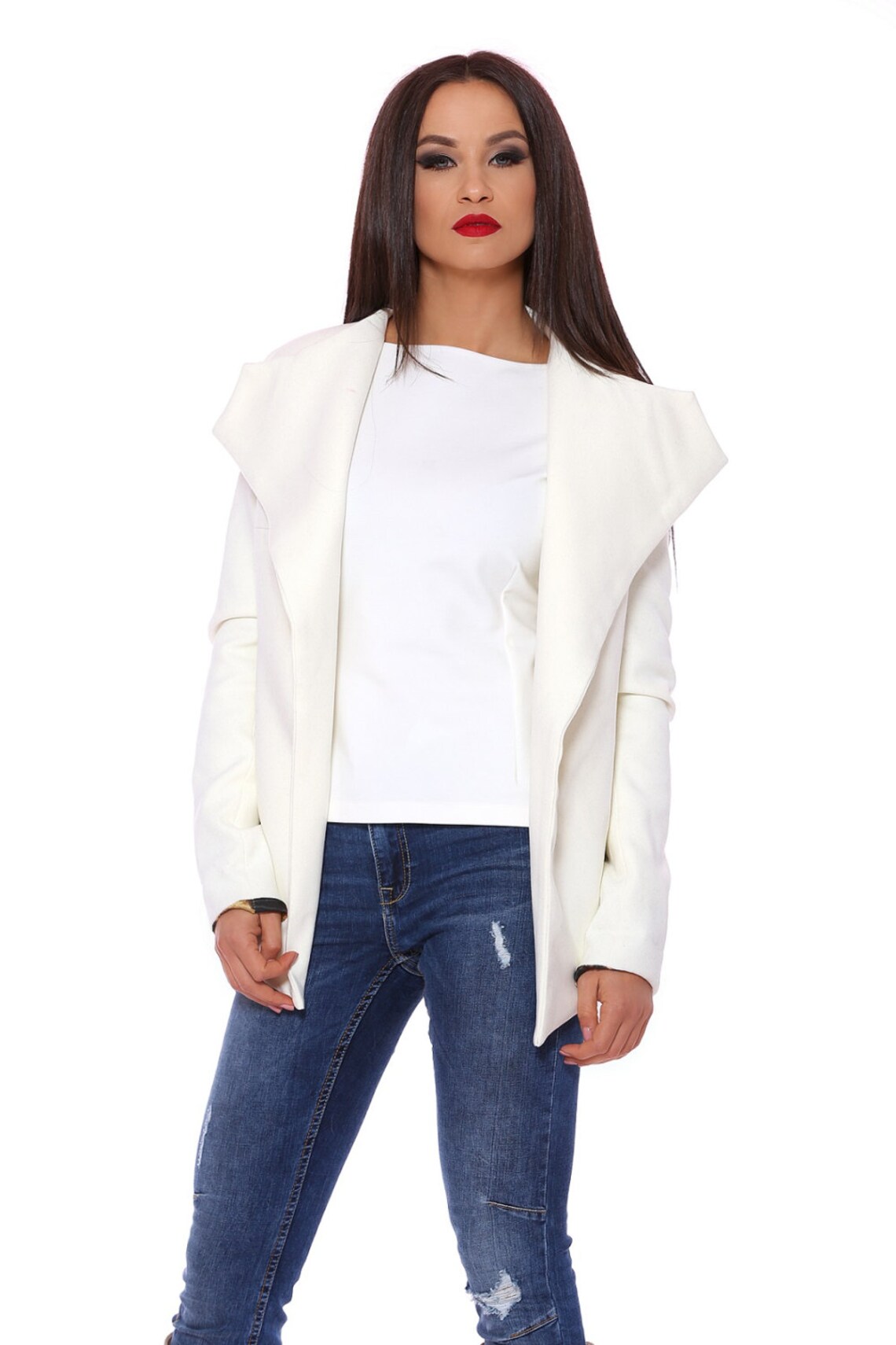 Winter Coat White Formal Coat Winter Wedding Short Wool Etsy