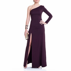 Vestido maxi até o chão - Vestido maxi de um ombro - Vestido de dama de honra - Vestido de noiva de noite - Presente de dama de honra - Vestido de festa de formatura