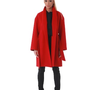 Red Coat - Wool Coat women - Red wrap coat - Long wool Coat - Warm winter coat - Princess Wool Coat - Women&#39;s Winter Outwear - Gift for Mom