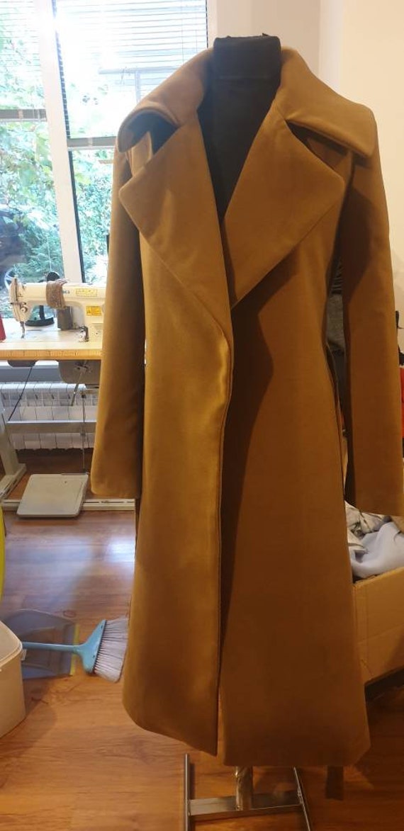 oversized tan wool coat