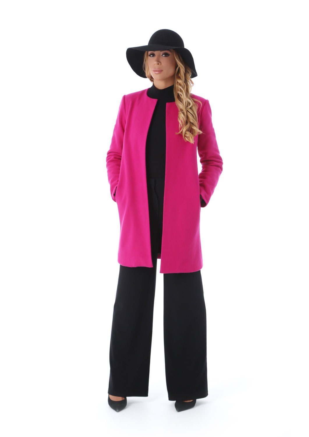 fuchsia wool coat
