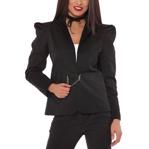 Puff Sleeve Jacket - Women Blazer - Asymmetrical Jacket - Elegant women&#39;s blazer - Winter Clothing - Women Clothing - Gift for Mother&#39;s Day