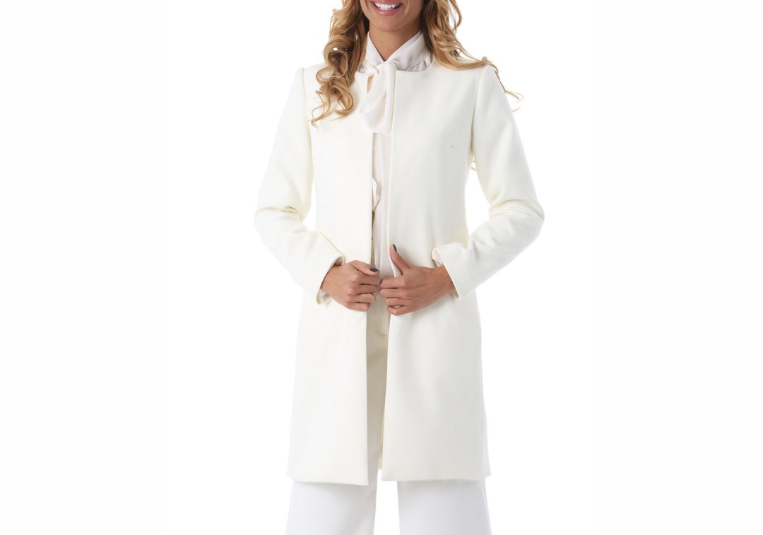 White Formal Coat, Winter Wedding, White Womens Jacket, Autumn Jacket