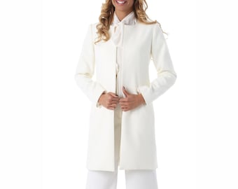 White Formal Coat, Winter Wedding, White Womens Jacket, Autumn Jacket, Fall Jacket, Fashion Jacket, Long Sleeve Jacket, Wool coat