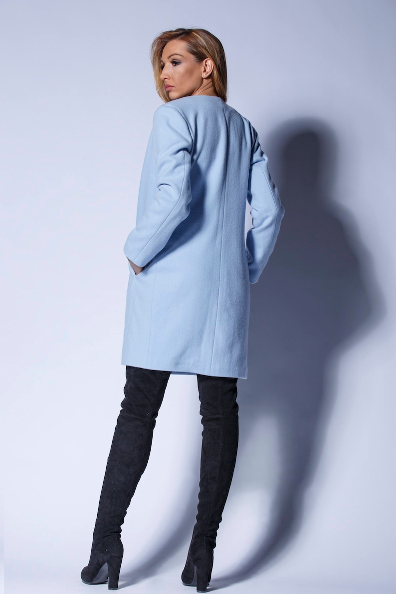 Light Blue Women Jacket,winter Coat, Long Jacket, Wool Coat, Elegant