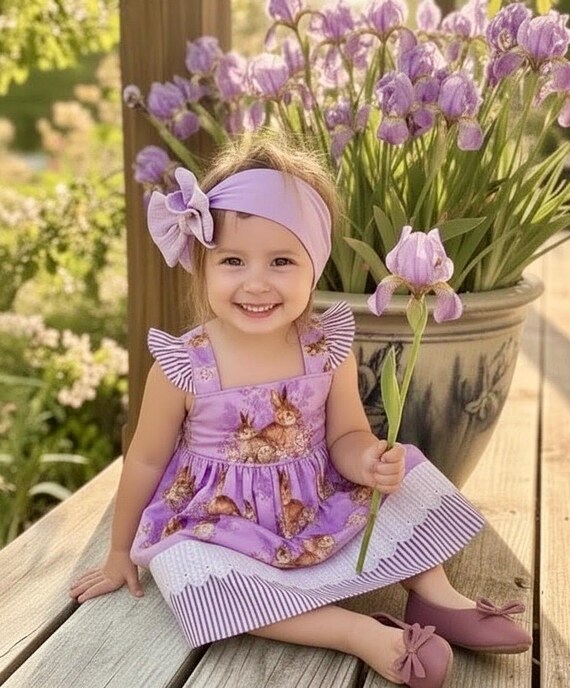 purple bunny dress 17" Lacey Bunny, purple dress