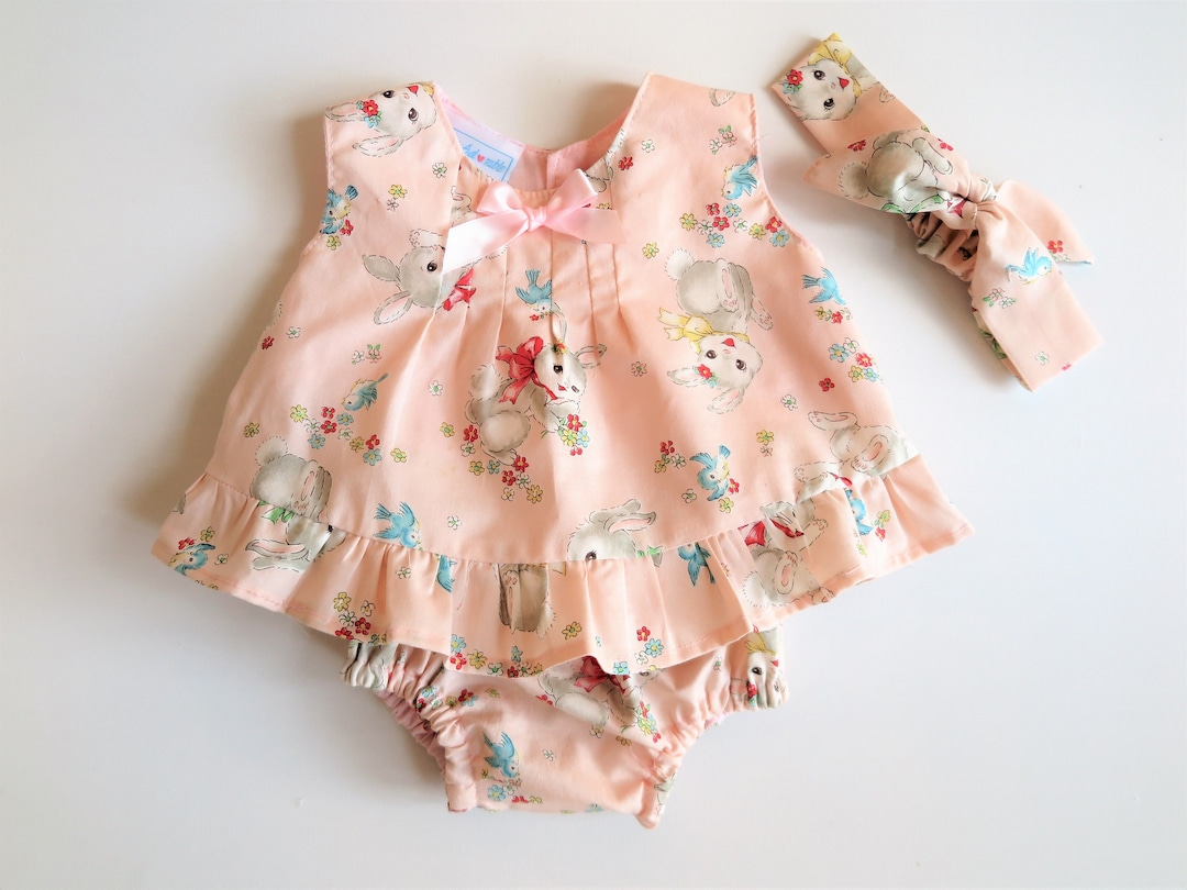 Baby Clothes, Baby Top, Pants and Headband Set, Vintage Style Baby Set