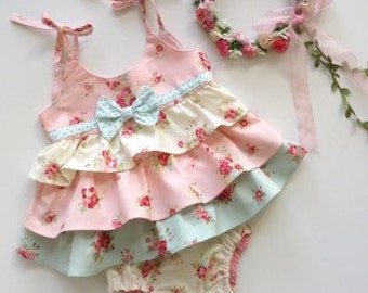Girl’s clothes, girl’s top and pants set, toddler frilled top and pants set Size 2 Ready to ship