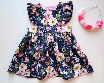 Baby girl clothes, baby girl dress, Toddler Dress, Toddler Vintage Style Pinafore Size 1 Ready to Ship