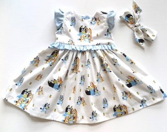 Baby clothes, toddler clothes, Bluey toddler clothes, Bluey dress Size 2 ready to Ship