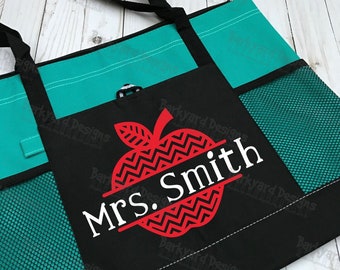Perfect Teachers Gift! Large Zippered Tote with outer mesh pockets