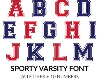 Sporty Varsity Font (SVG, EPS, DXF, Ai, Studio3) Ready for Silhouette, Cricuit, and all other major electronic cutting machines
